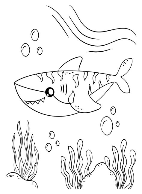 tiger shark cute coloring page  printable coloring pages