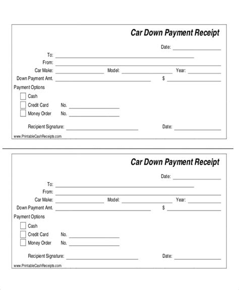 car payment receipts  ms word    car payment