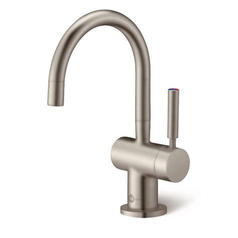 insinkerator indulge modern single handle instant hot  cold water dispenser faucet  satin