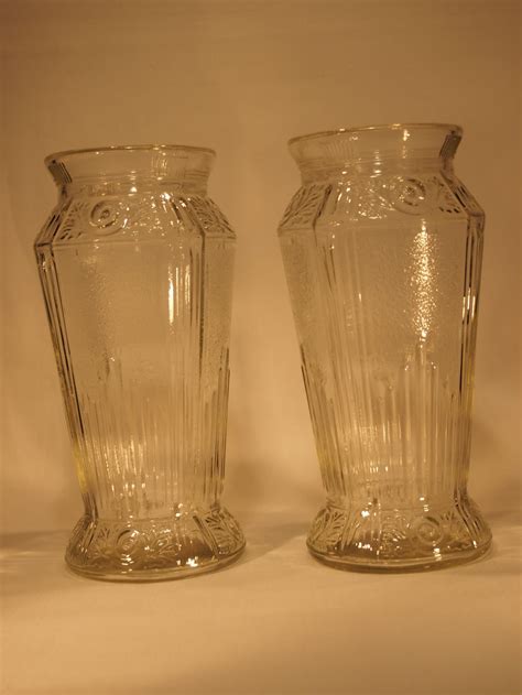 Antiques Atlas Art Deco Clear Pressed Glass Vases Pair