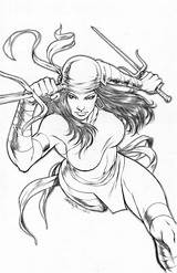 Elektra Pinup Daredevil Unplugged sketch template