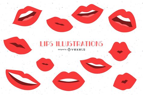 lips illustrations flat set vector download