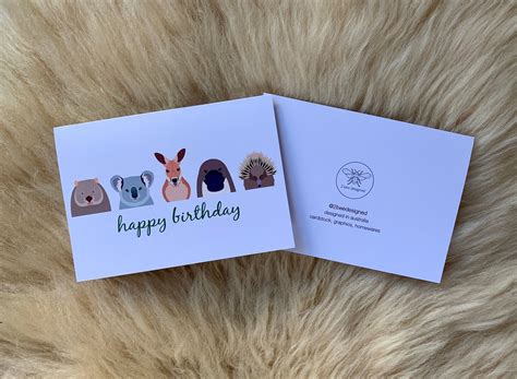 australian aussie animal kids children happy birthday card etsy
