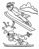 Coloring Skiing Awesome Jump Over sketch template