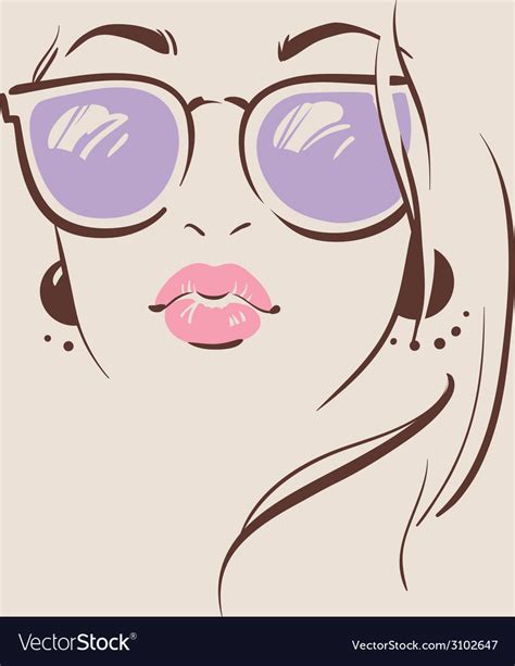 Beautiful Woman In Glasses With Earring Royalty Free Vector