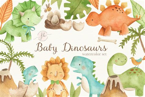 baby dinosaurs animal illustrations creative market