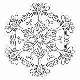 Mandala Coloring Zentangle Snow Adult Pages Vector Flake Style Ornamental Illustration Winter Decoration Christmas Shutterstock Stock Frost Preview sketch template
