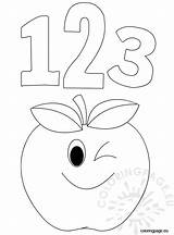 123 Apple School Back Coloring sketch template