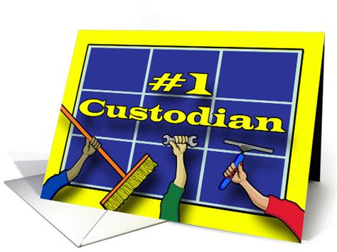 school janitor  custodian tools   trade card