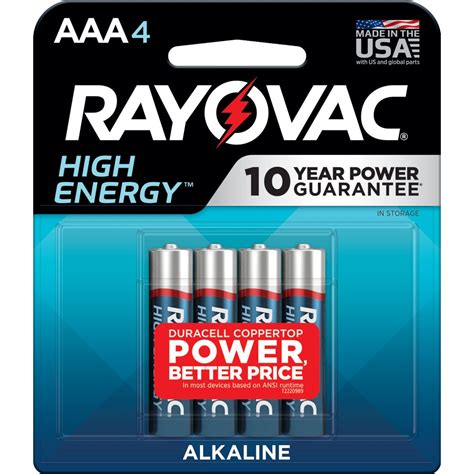 Rayovac High Energy Aaa 1 5v Alkaline Batteries 4 Count