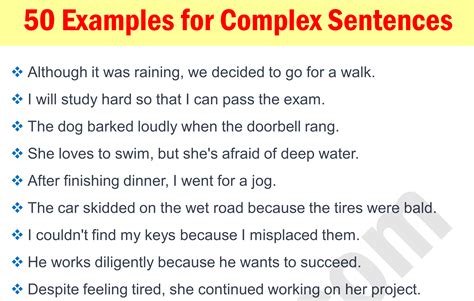 complex sentences examples  english ilmrary