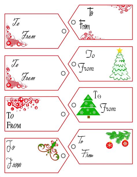 gift tag templates  word