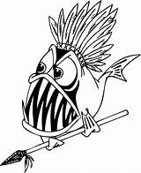 Fish Piranha Coloring Pages Cartoon Clipart Spear Detailed Clip Color Drawing Funny Cliparts Colouring Kids Printable Sheets Designlooter Book Animal sketch template
