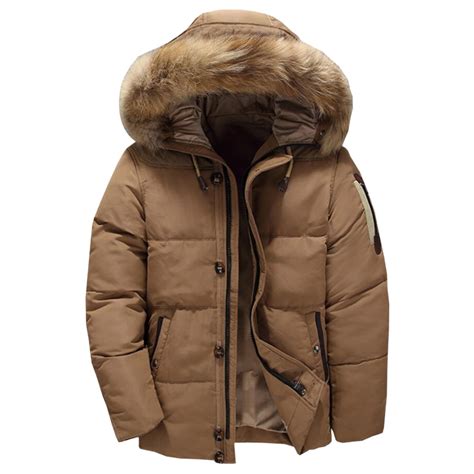 2018 new winter jacket for men 90 white duck down fur collar hooded