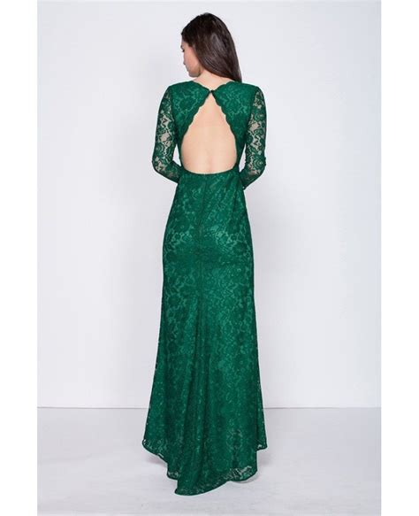 gorgeous dark green long sleeved full lace mermaid evening dresses with
