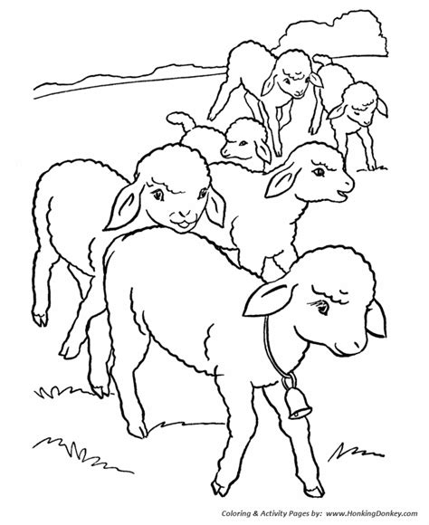 farm animal coloring pages printable flock  lambs coloring page