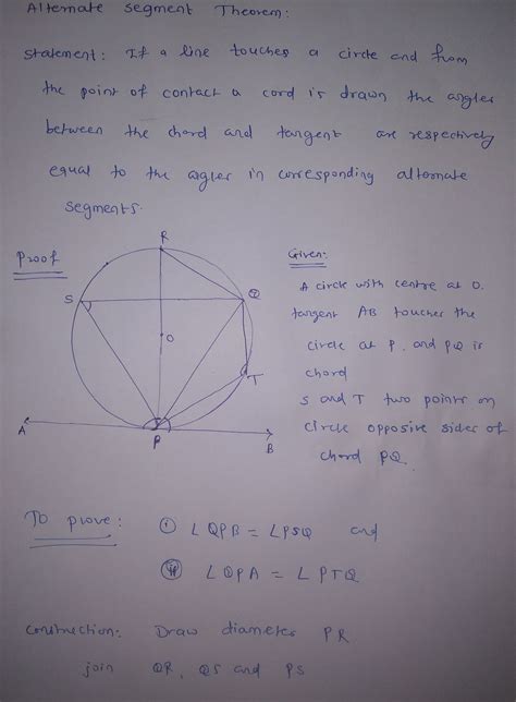 solved explain  alternate segment theorem  construct