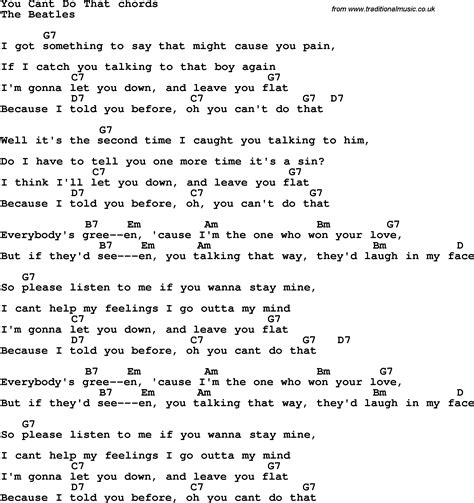 Song Lyrics With Guitar Chords For You Cant Do That