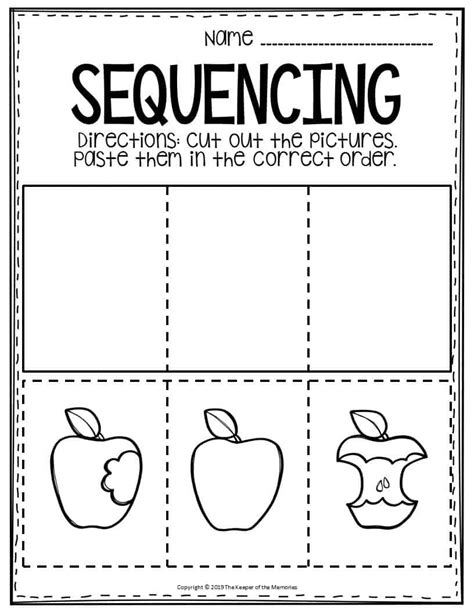 sequencing preschool worksheets apple  keeper   memories