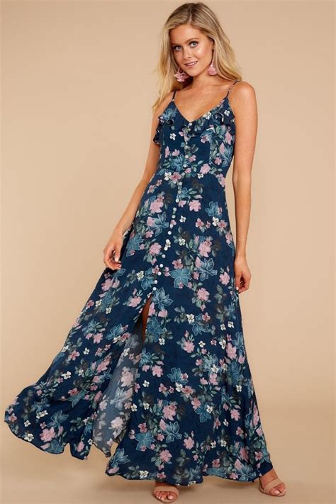 Only This Time Navy Floral Print Maxi Dress By Dress Forum Red Dress