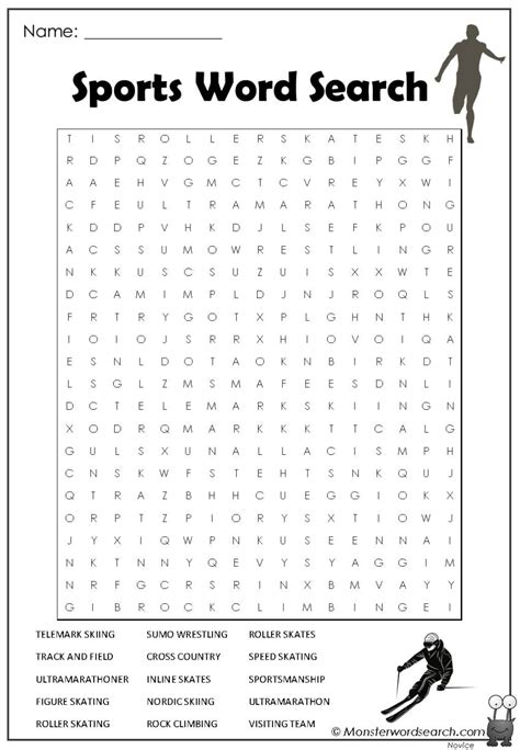 sports word search monster word search