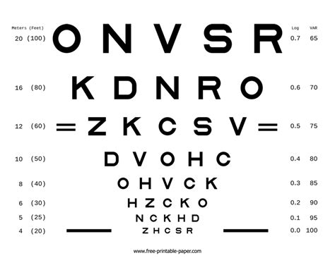 eye test chart  printable paper