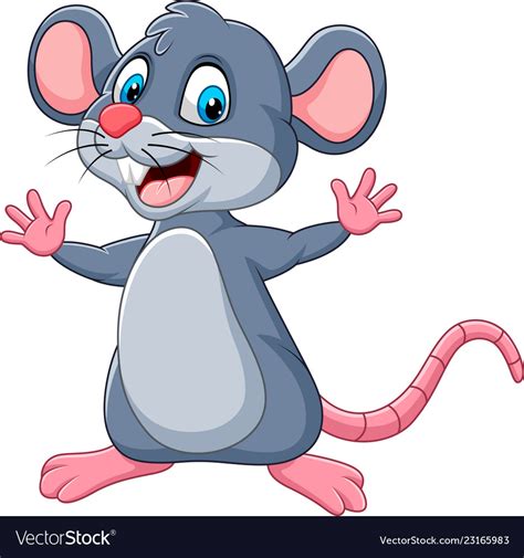 cartoon happy mouse waving royalty  vector image