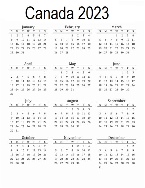 canada  calendar printable  holidays