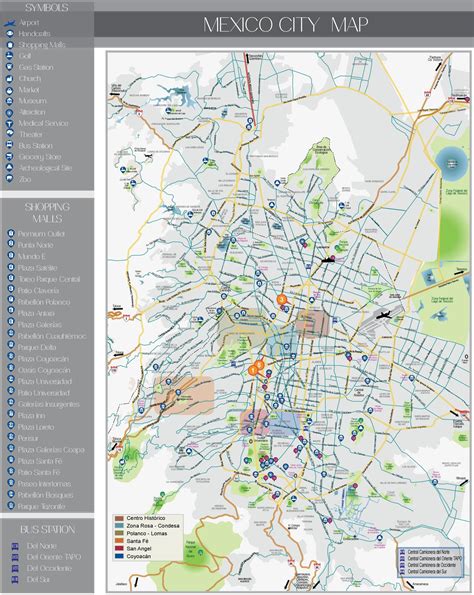 mexico city tourist map mexico city attractions map mexico