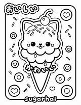 Coloring Kawaii Pages Ice Cream Printable Kitty Getdrawings sketch template