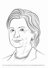 Hillary Clinton Drawing Draw Step Drawingtutorials101 sketch template