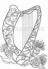 Harp Pages Coloring Celtic Colouring Drawing Irish Embroidery Knot Designs Hearts Flowers Pattern Music Paintingvalley Google sketch template