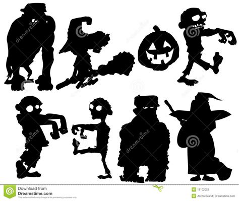 silhouette set of halloween characters stock vector