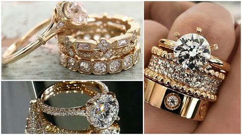 Elegant And Beautiful Gold Diamond Stones Rings Wedding