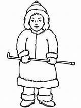 Inuit Coloring Boy Pages People Eskimo Template sketch template