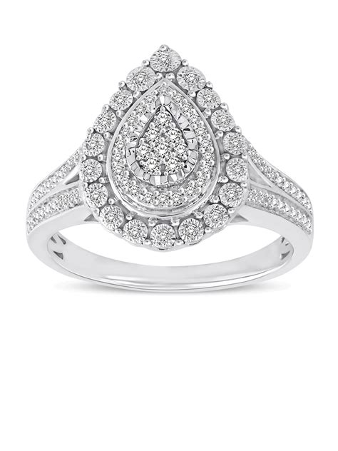 brilliance fine jewelry brilliance fine jewelry sterling silver  carat diamond pear bridal