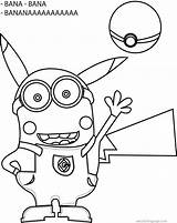Coloring Minion Pikachu Pokemon Banana Pages Minions Drawing Step Wecoloringpage Cartoon Getdrawings sketch template
