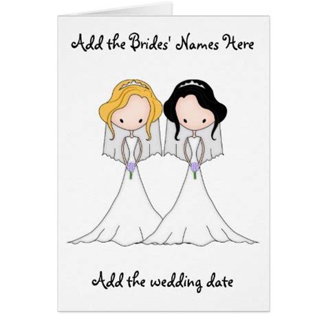 Blonde And Black Haired Brides Lesbian Wedding Card