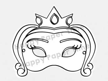 princess mask coloring kid craft printable template  happy paper time