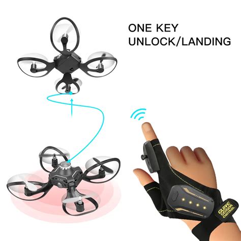 mini drone foldable arm glove gesture sensing control helicopter rc aircraft  key return