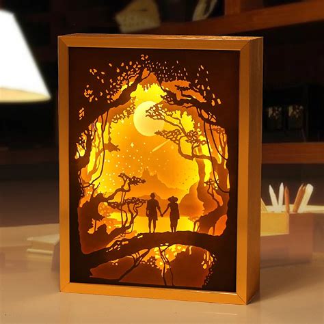 romantic  paper carved night light photo frame painting