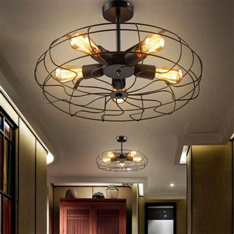 industrial ceiling light vintage mount metal metal fan wall lamp