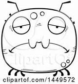 Tick Cartoon Mascot Lineart Sad Character Clipart Vector Illustration sketch template