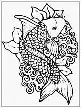 Coloring Fish Koi Pages Print Realistic sketch template