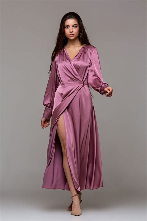 silk wrap dress long sleeve custom  cocktail dress  etsy