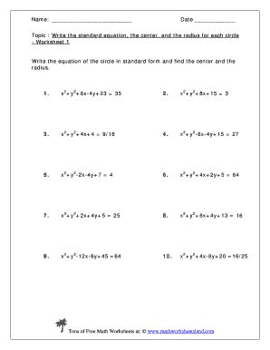 equation   circle worksheet fill  printable fillable