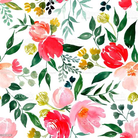 Watercolor Floral Pattern Delicate Flower Background Stock Illustration