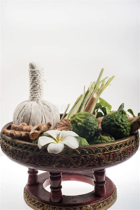 natural herbs aroma therapy massage ball stock image image of cuisine