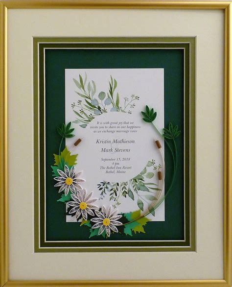 hand made wedding invitation quilled keepsake framed wall