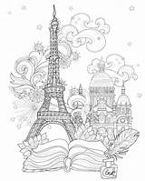 Tower Eiffel Paris Coloring Drawing Easy Pages Vector Doodle Zen Stylized Printable Getdrawings Sketch Illustration sketch template